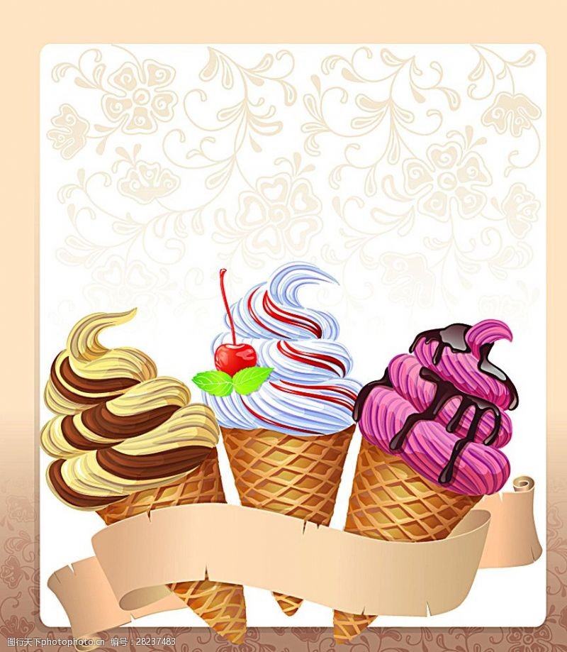 手绘蛋糕冰淇淋图片
