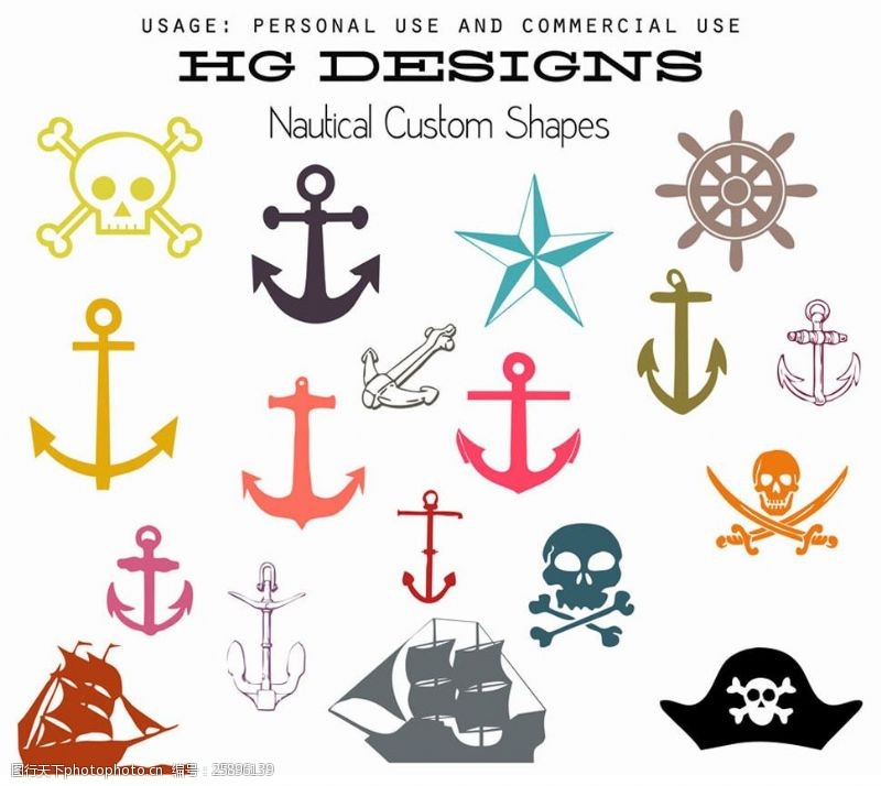 shapes海盗船全系列元素PS形状