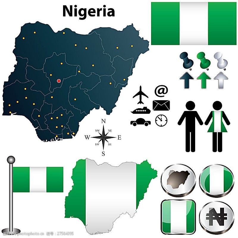 环境日尼日利亚地图国旗