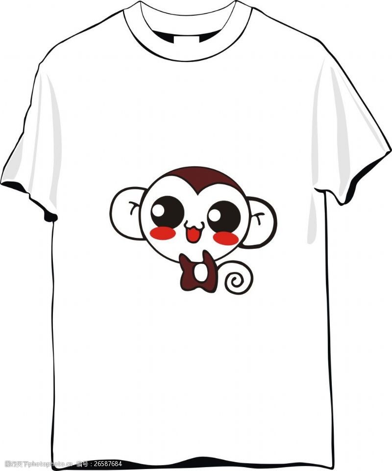 白色t恤小猴纪念T恤设计