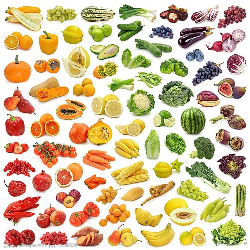 蔬菜种类分好颜色种类的蔬菜水果