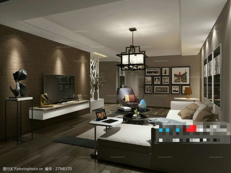 3d室内模型客厅装饰3D模型