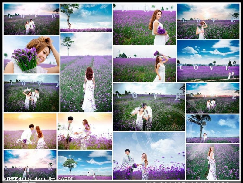 紫色天空香草天空婚纱样片
