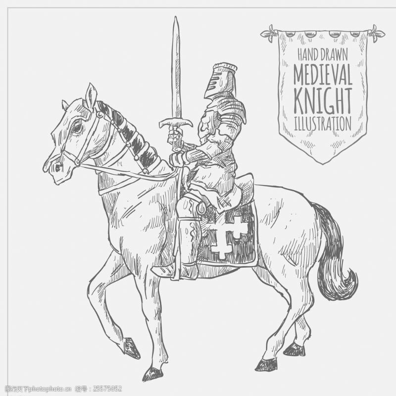 骑马插画手绘骑士图片