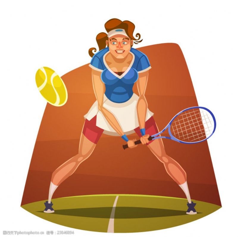 赛场卡通网球运动员矢量素材