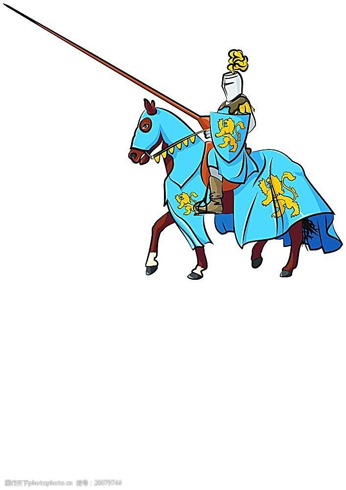 骑马插画神气的盔甲骑士