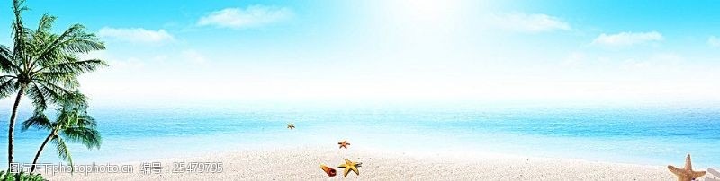 炎炎夏天夏日蓝天海滩背景图片