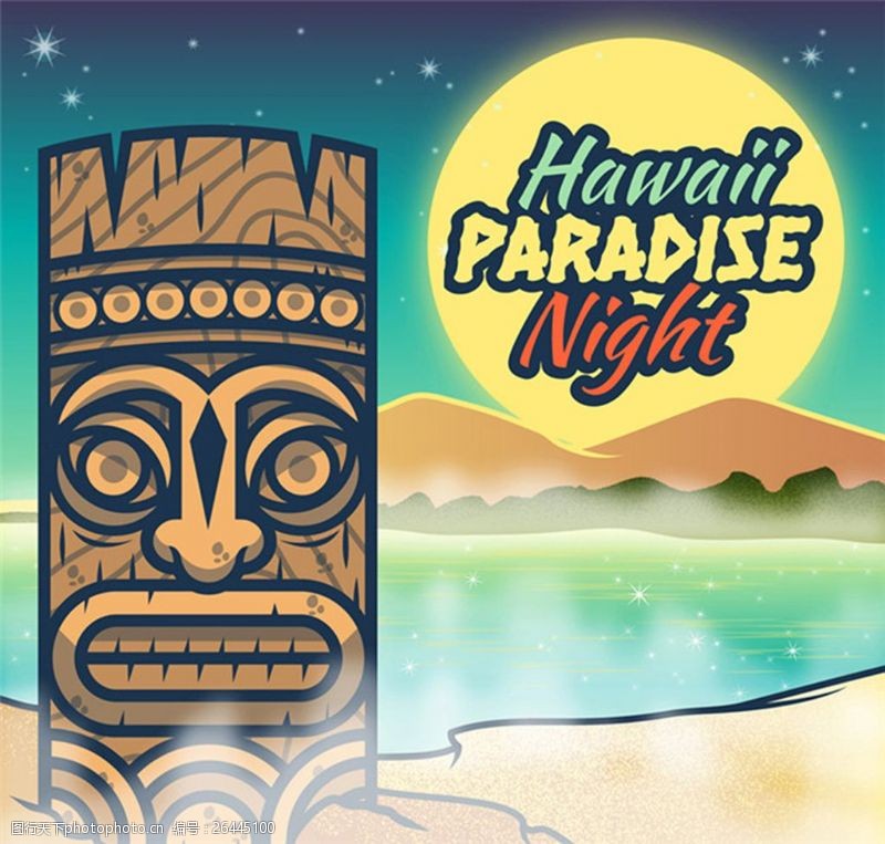 hawaii夏威夷夏季夜晚海报