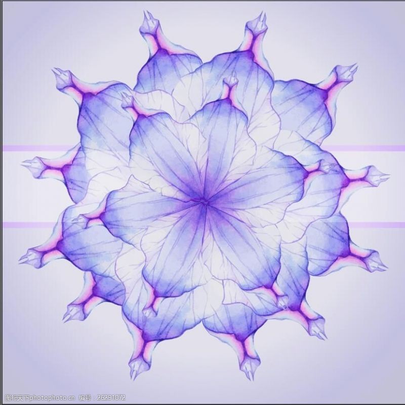紫色梦幻背景紫色渲染对称花