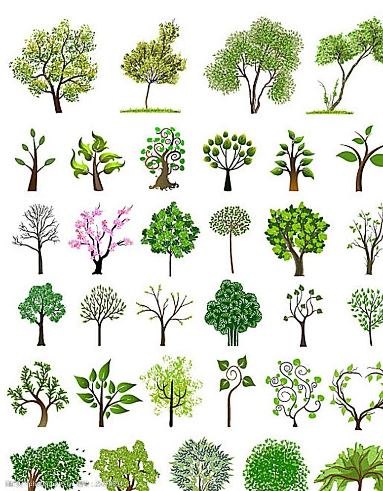 精致树木图标矢量绿色树木图片