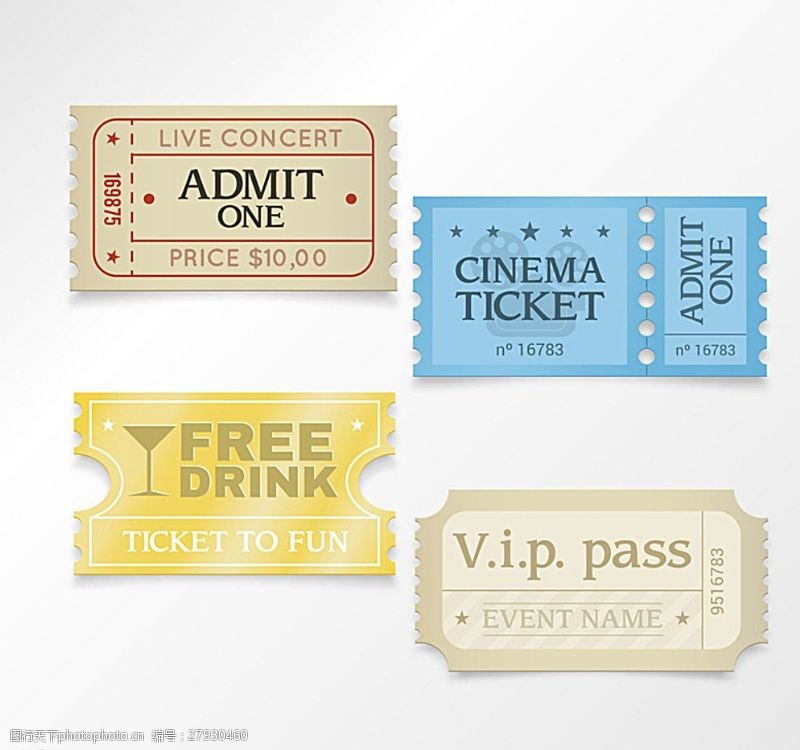 电影券素材纸质票图片