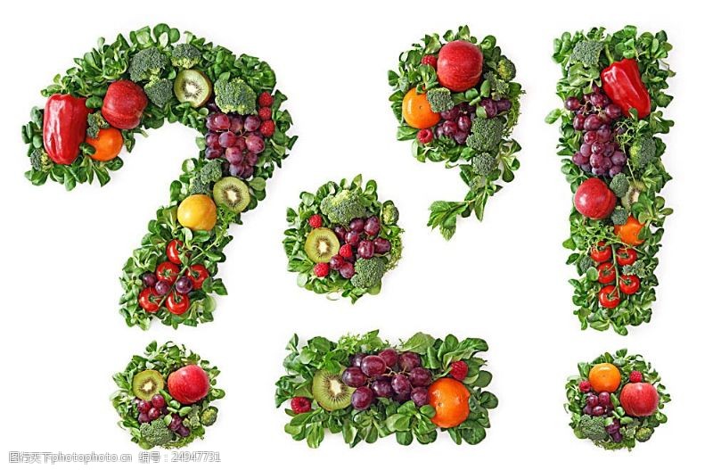 感叹号蔬菜水果组成的标点符号