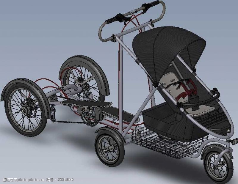 婴儿脚脚踏板式婴儿车机械模型