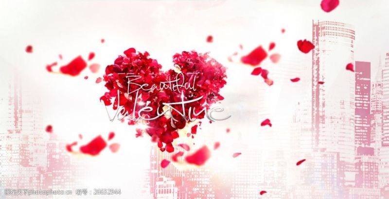 情人节浪漫玫瑰花花瓣唯美温暖背景海报