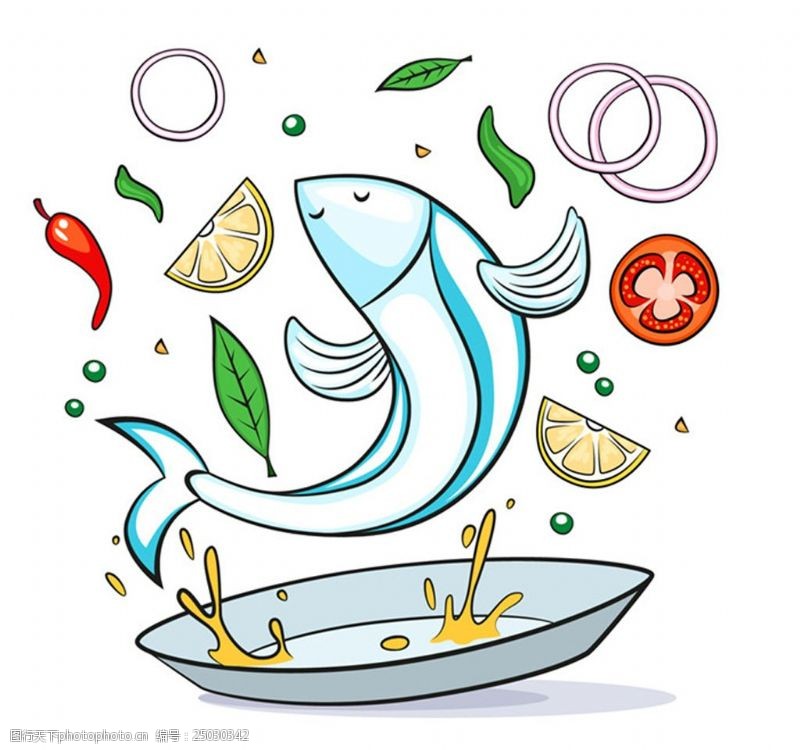豌豆手绘鱼与配菜