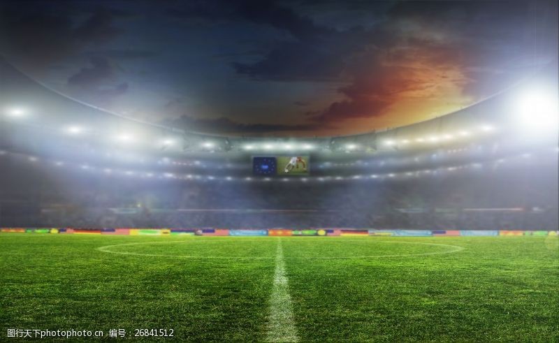 绿菌场地壮观的世界杯足球场高清图片