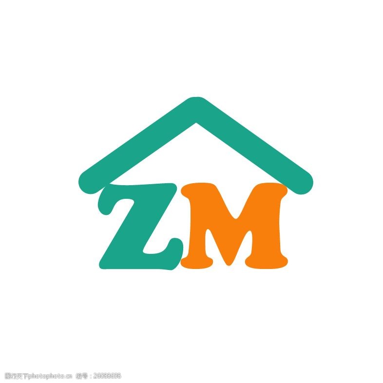 zmZM字母LOGO设计绿色黄色