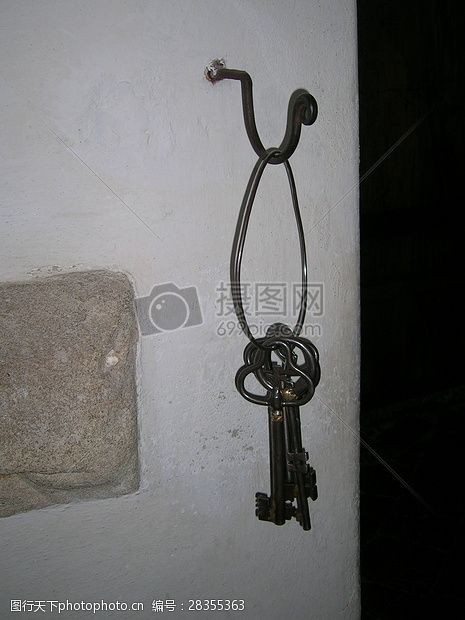 古老的锁扣灯光下的钥匙