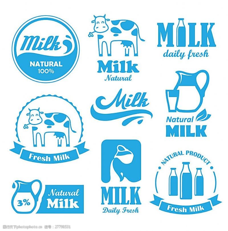 牛奶标签模板下载卡通牛奶图标设计