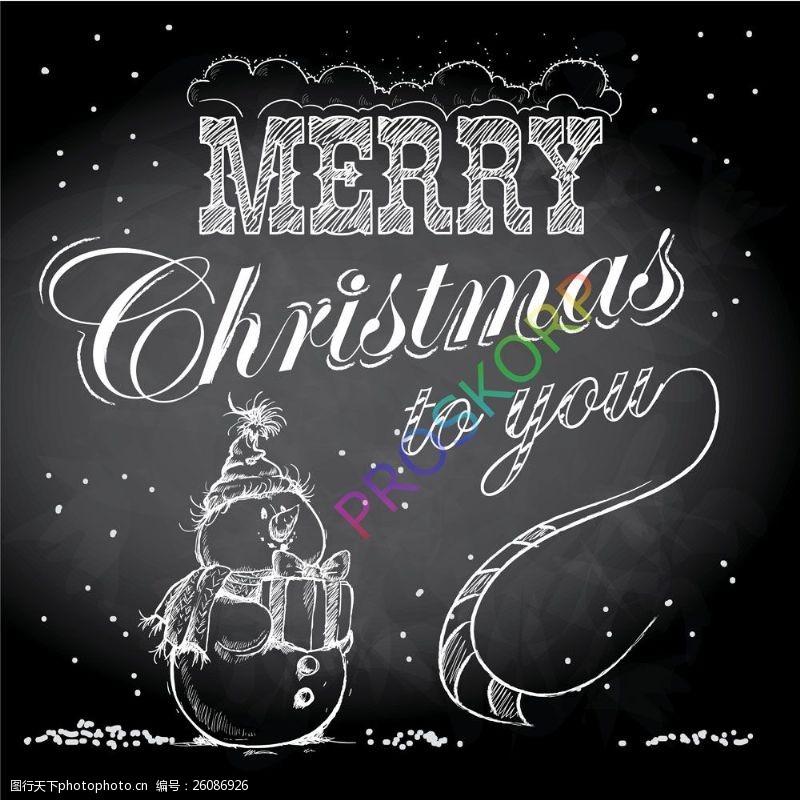 雪菜圣诞节艺术字与雪人图片