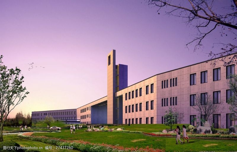 紫色天空西郊中学环境设计图片