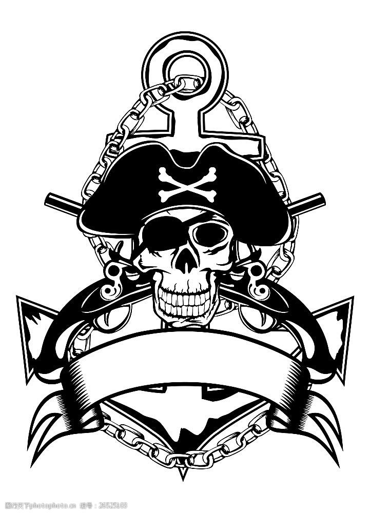 海盗骷髅头骨矢量海盗骷髅徽标