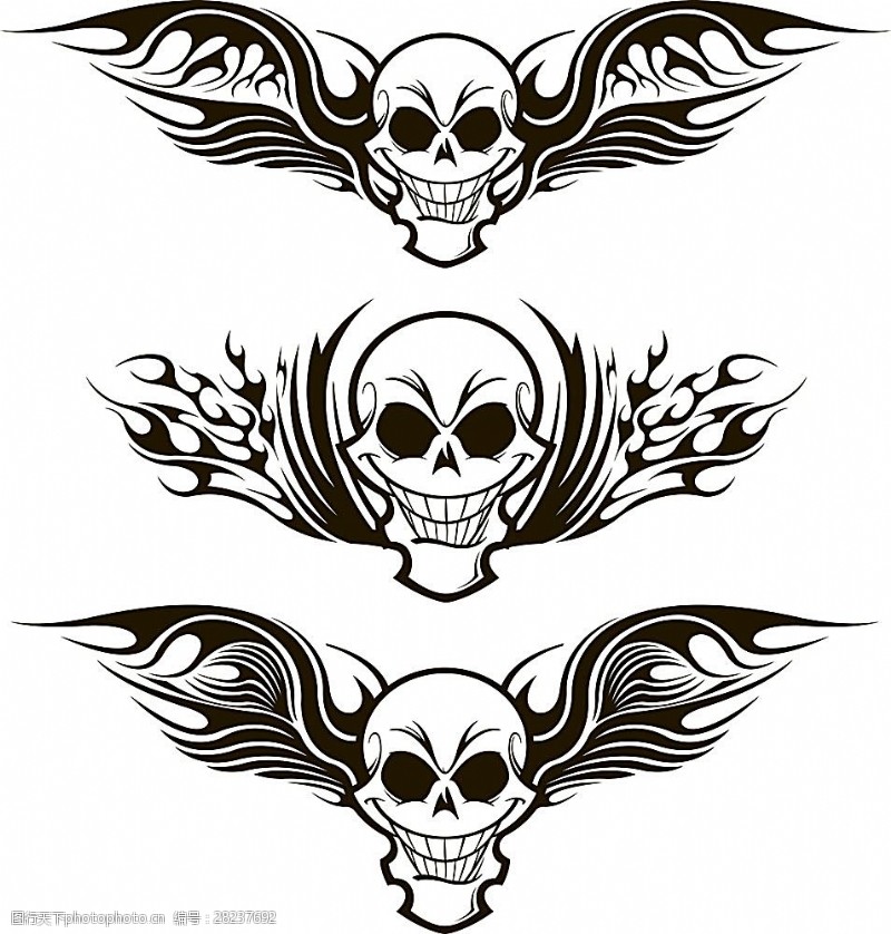 翅膀骷髅骷髅翅膀纹身图案