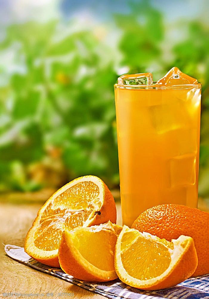 橙子切片素材切开的橙子与冰块橙汁