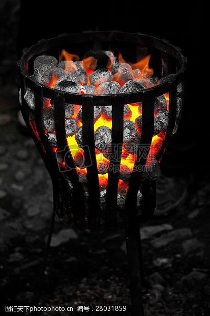 煤炭燃烧中的炭火