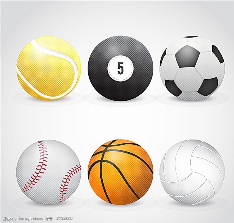 足球篮球球类设计矢量素材图片