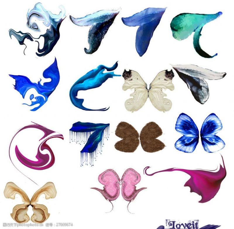 fantasy水彩翅膀和蝴蝶翅膀笔刷