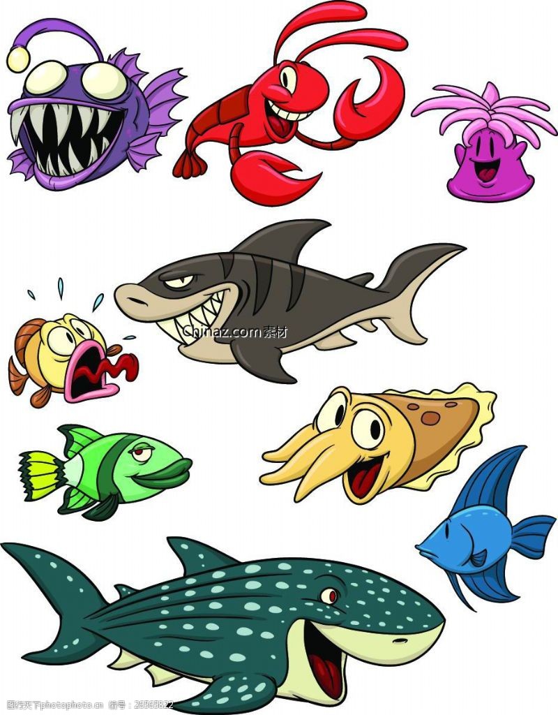 八爪鱼卡通海底动物矢量素材