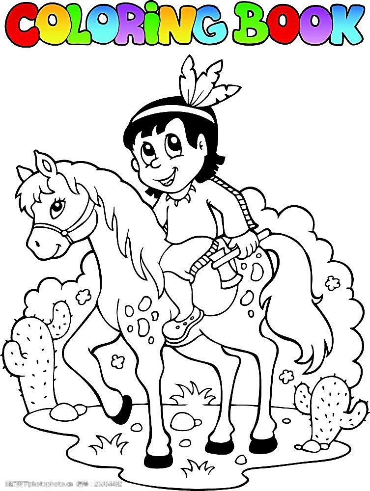 骑马插画骑马的小男孩
