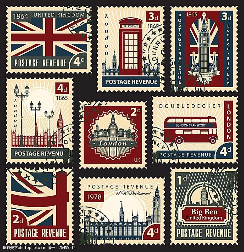 时尚邮票特色英国邮票