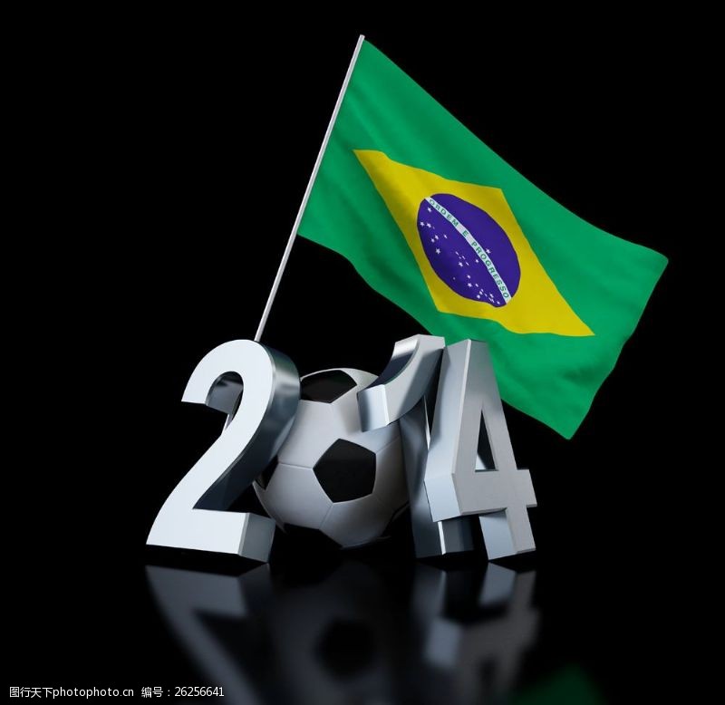 体育赛事2014立体字与巴西国旗