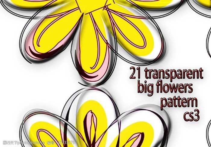 21半透明大花纹花朵图案PS背景填充素材.pat下载