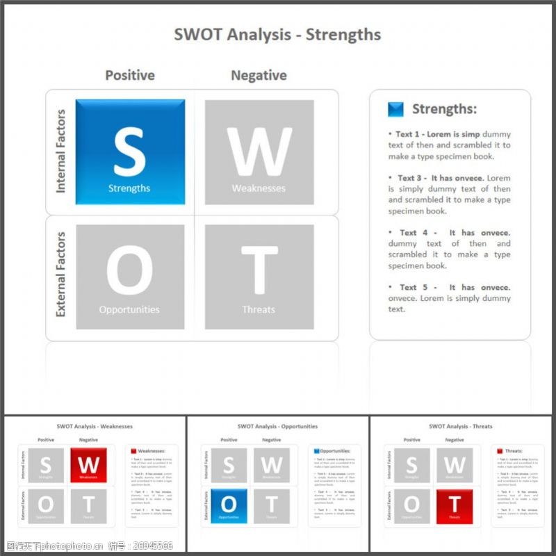 模版下载SWOT详细文字说明PPT模板
