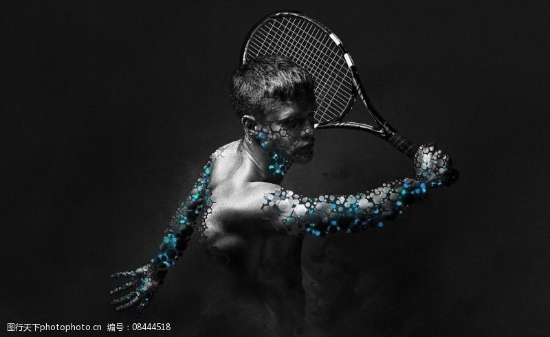 运动人物碎片打网球的酷炫男人图片
