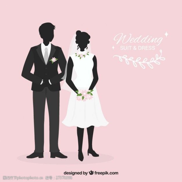 婚礼花束结婚礼服和新娘礼服的轮廓