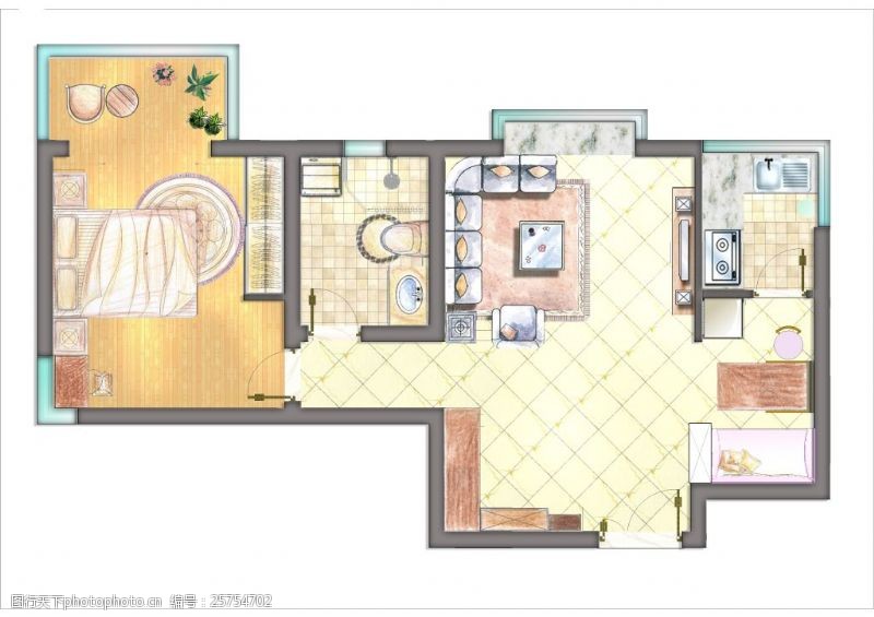 户型单身公寓室内设计布置图