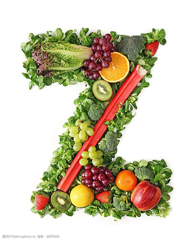 蓝色蔬菜蔬菜水果组成的字母Z