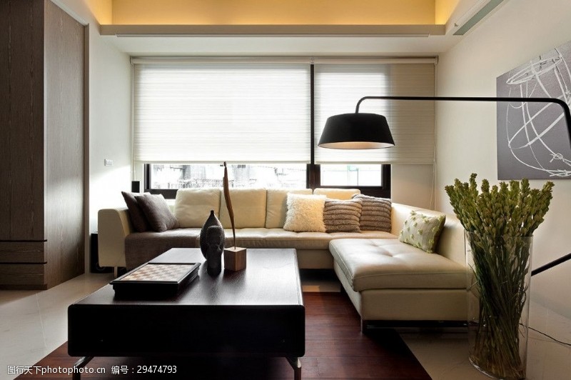 木板墙现代时尚客厅灰白色背景墙室内装修效果图