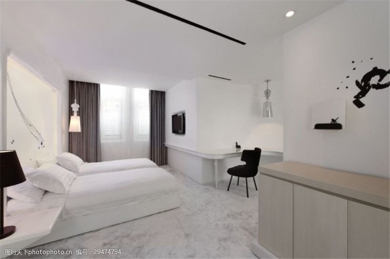 木板墙现代温馨时尚卧室白色背景墙室内装修效果图
