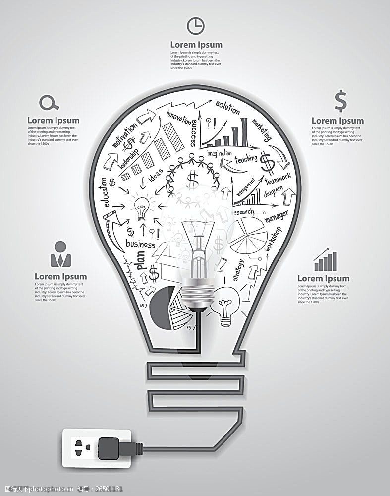 创意信息图表创意灯泡信息图表