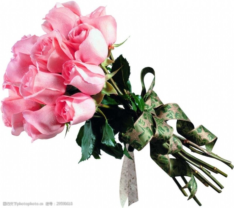 粉色玫瑰花束粉色爱情玫瑰png元素