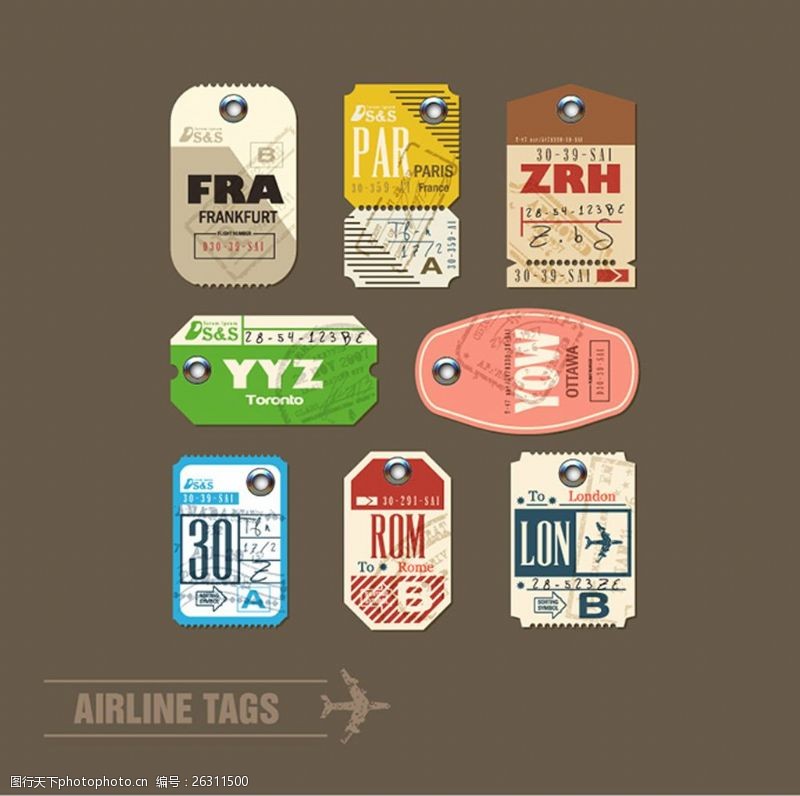 航行航空行李标签矢量设计