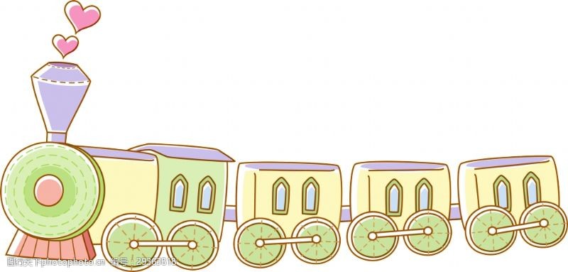 儿童墙纸童趣小火车装饰元素