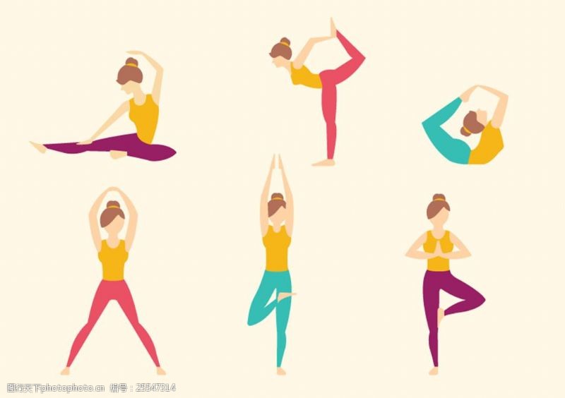 健身卡免费下载瑜伽女孩的6款动作