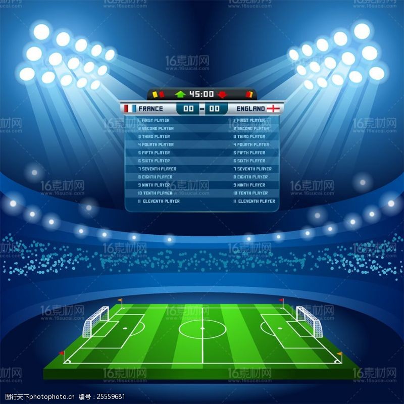 体育赛事精美足球游戏界面展示矢量素材