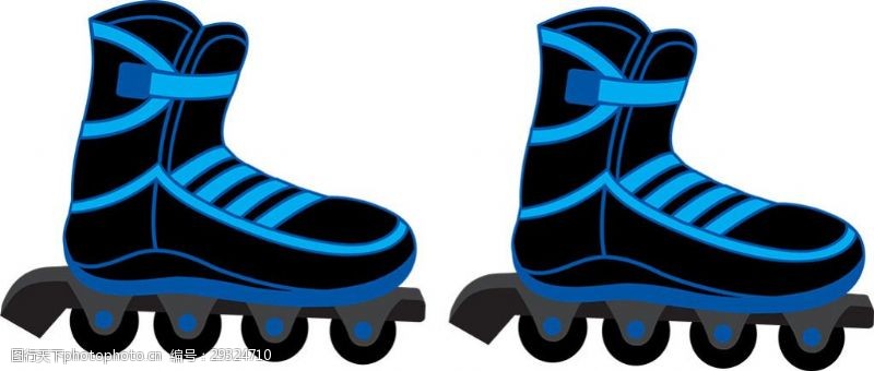 滑冰鞋蓝色条纹漂亮溜冰鞋免抠png透明素材